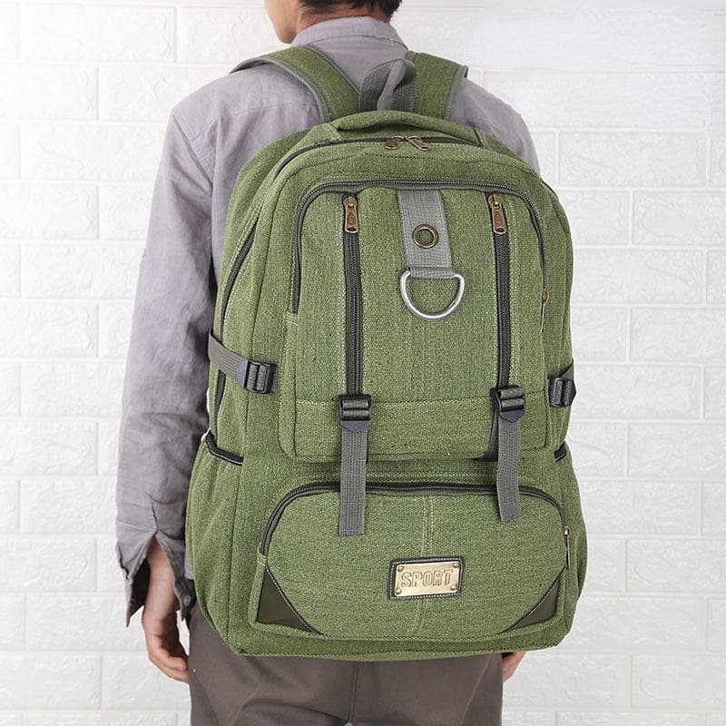 Men's  Backpack Expansion Canvas Backpack Large-capacity Travel Bag Outdoor Backpack Men's  Sports Luggage Bag