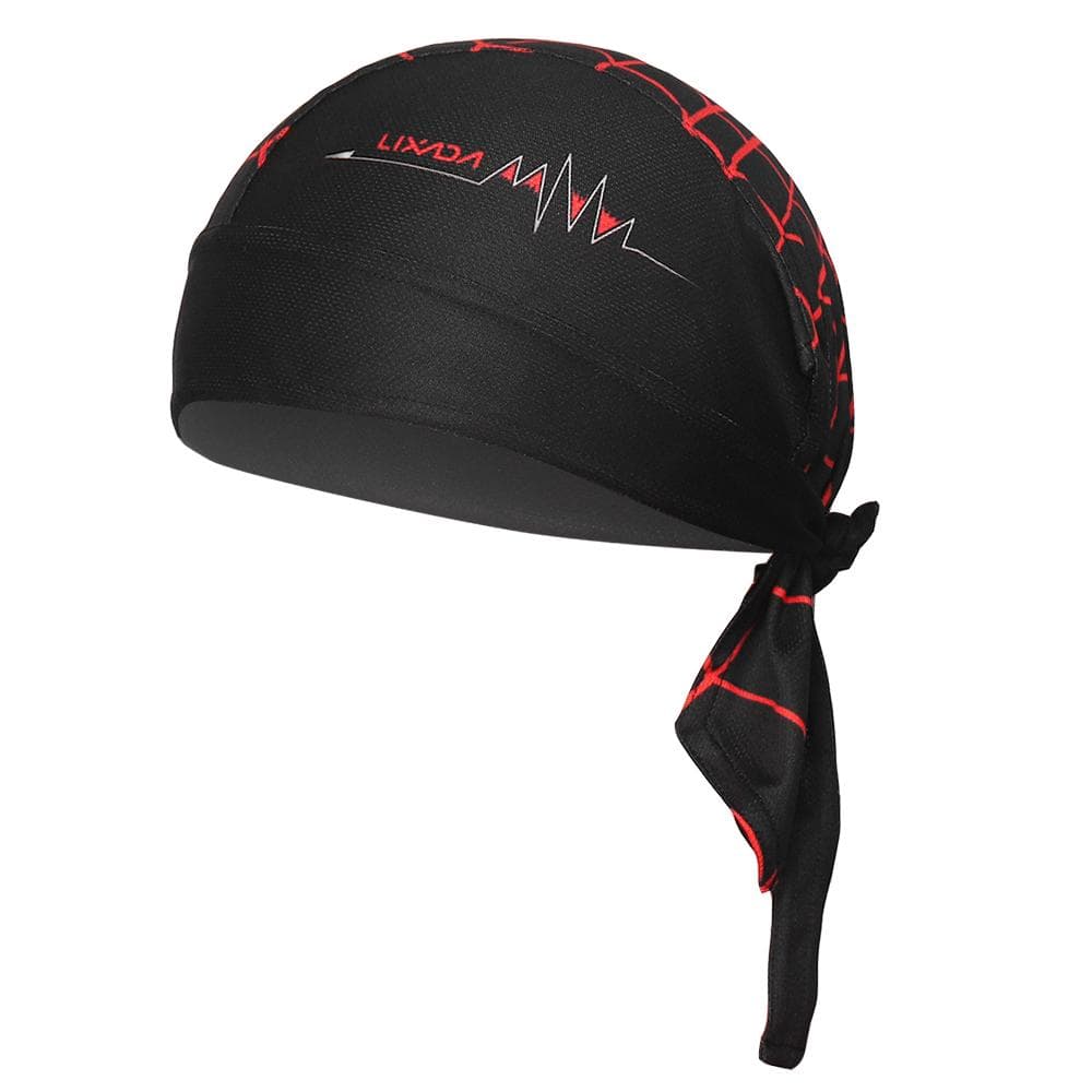 Outdoor Cycling Adjustable Headwrap Quick-dry Motorcycle Bicycle Head Scarf black/red