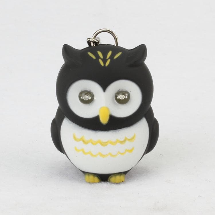 Keychain Owl Motorcycle Car Key Chain Sound Light LED Flashlight Key Ring Holder Bag black