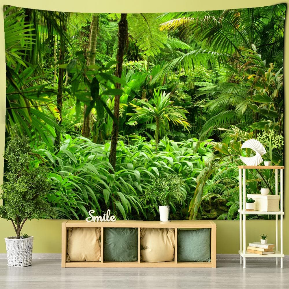 Towering Tree Forest Tapestry Wall Hanging Natural Scenery Psychedelic Witchcraft Bohemian Style Background Cloth Home Decor 95x70cm