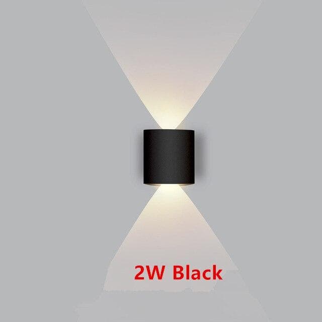 IP65 LED Wall Lamp Outdoor Waterproof Garden Lighting Aluminum AC86-265 Indoor Bedroom Living Room Stairs Wall Light HMKH YSXX 2W/white light black