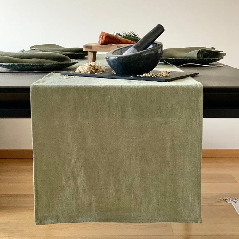 French Linen 100% Stone Wash Table Path Custom Luxury Pure Color Tea Table Runner Western Dining Table Decoration Accessories 40x140cm