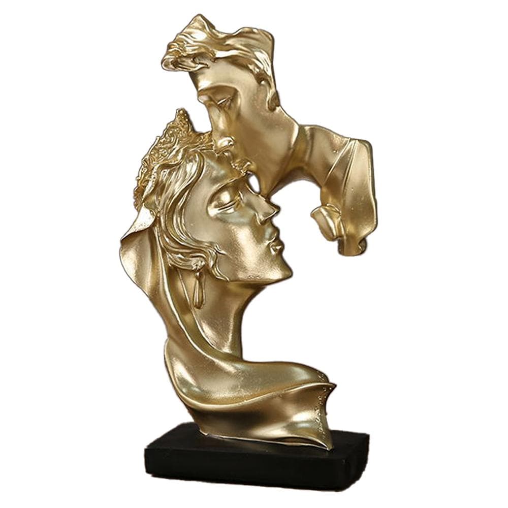 Couple Kiss Figurine Passionate Lover Sculpture Resin Statue Home Decoration for Living Room gold