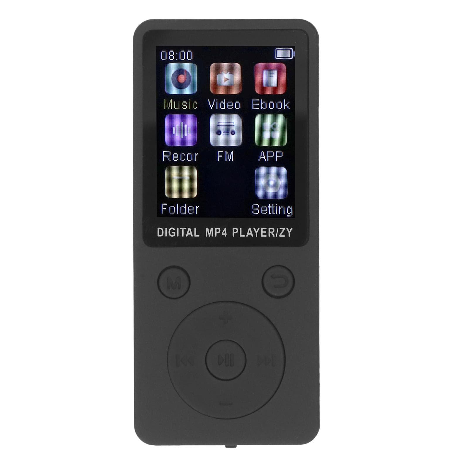 MP3 MP4 Player Bluetooth 5.0 1.8in Color Screen Built in 16GB Memory Card Supports Up To 128GB HiFi black