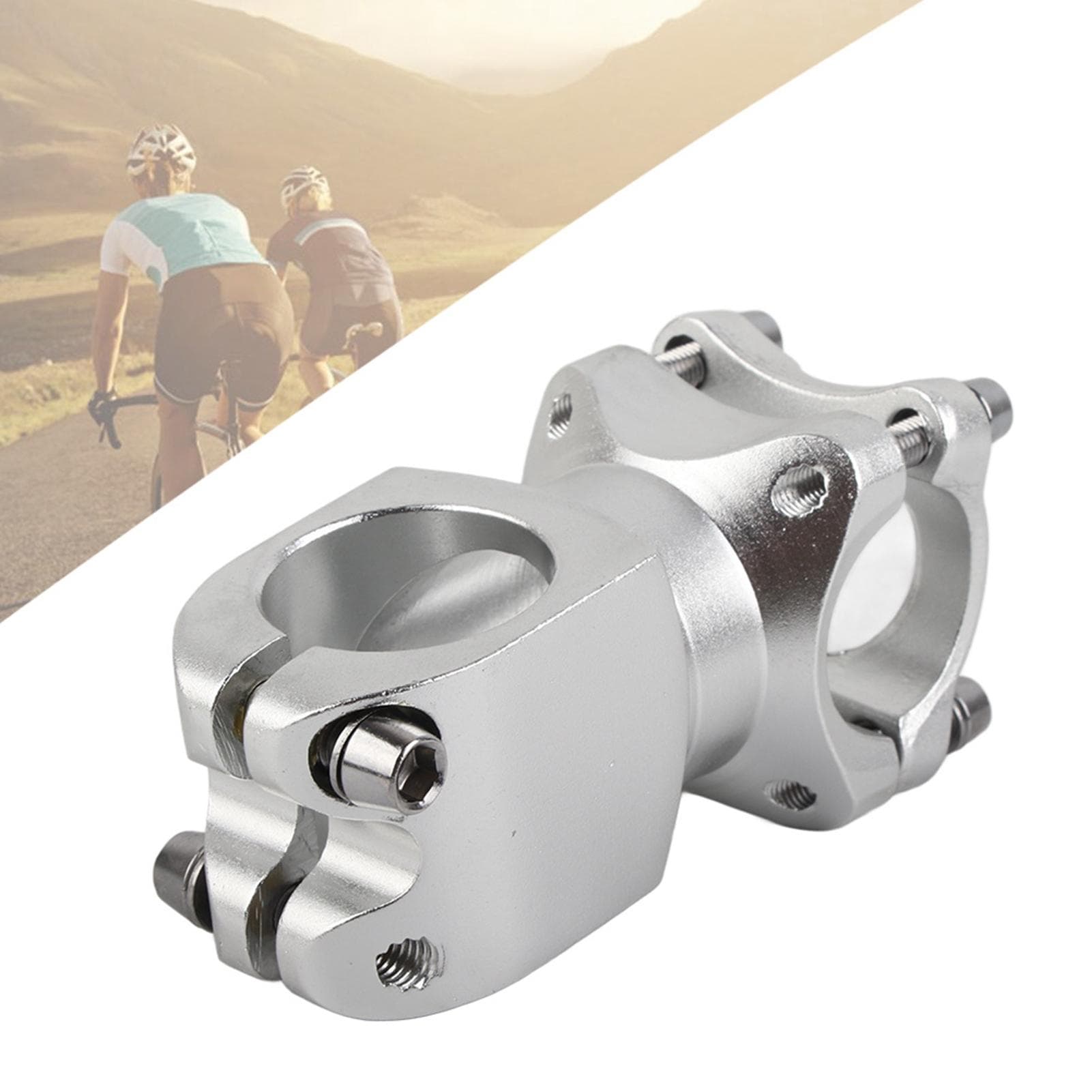 25.4*38 Aluminum Alloy Mountain Bike Short Handlebar Fixed Stem Cycling Accessory(Silvery)