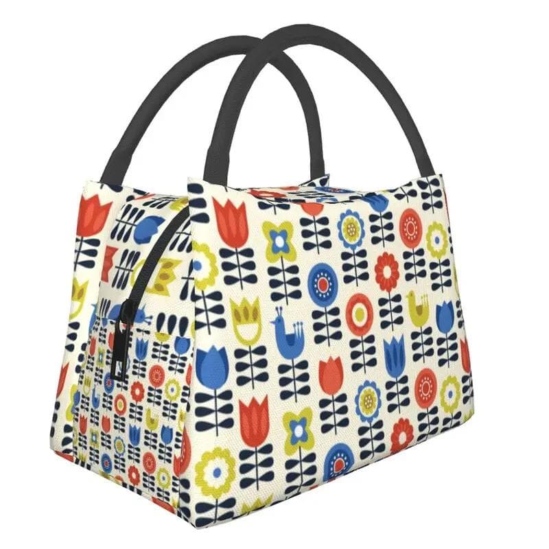Orla Kiely Abstract Multi Stem Insulated Lunch Tote Bag for Mid Century Scandinavian Geometric Cooler Thermal Food Lunch Box 28x17x16CM sky blue