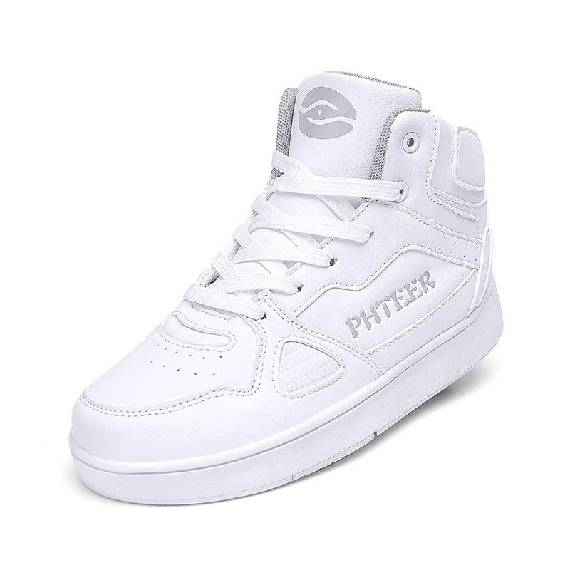 Four-wheel Runaway Shoes, Pulley Shoes for Boys and Children, Shoes with Wheels for Girls, Skating Shoes, Double-wheel Row Deformed Shoes 43 white