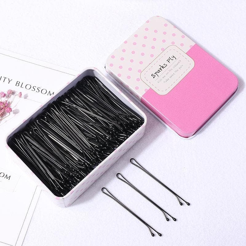 100pcs Bobby Pins, Black Hair Pins With Cute Box, Metal Bobby Pins Hair Clip, For All Hair Types Girls Women Hair Accessories Hair Products 100pcs