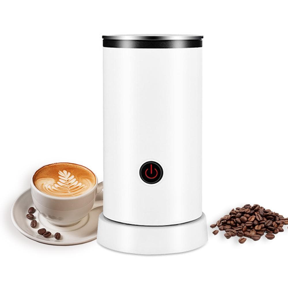 Electric Milk Frother 4-in-1 600W 240ml/8.12oz Hot and Cold Milk Foamer Silent Operation Anti Slip EU Plug white