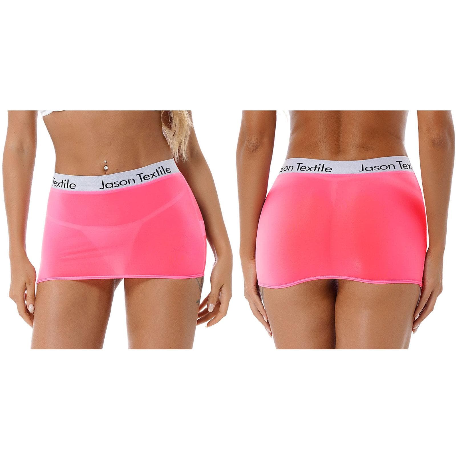 Womens Semi See-Through Stretchy Bodycon Miniskirt Night Club Wear Short Skirts One Size pink