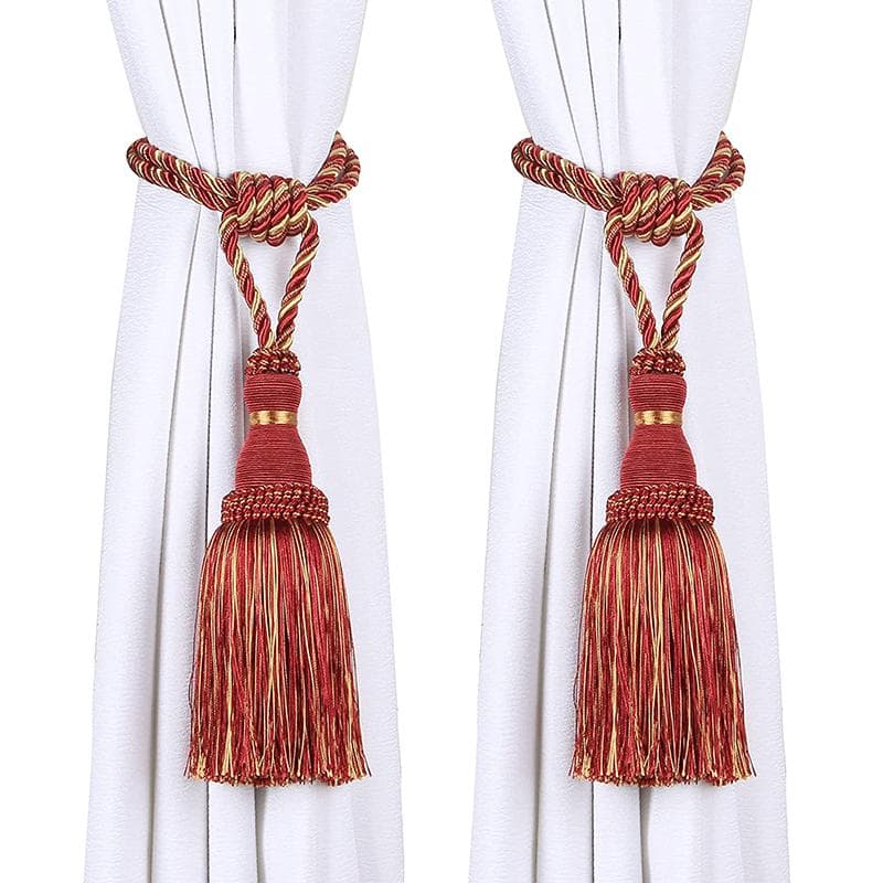 1 Pack Curtain Tiebacks Tassel Drapery Tie-Backs Rope Handmade Holdbacks Home Office Hotel Decorative 1PC red