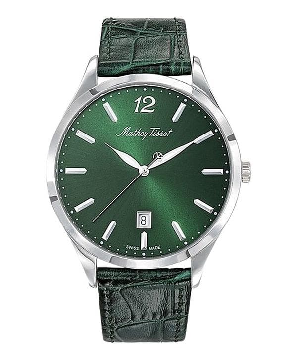 Mathey-Tissot Urban Leather Strap Green Dial Quartz D411AV Women's Watch green