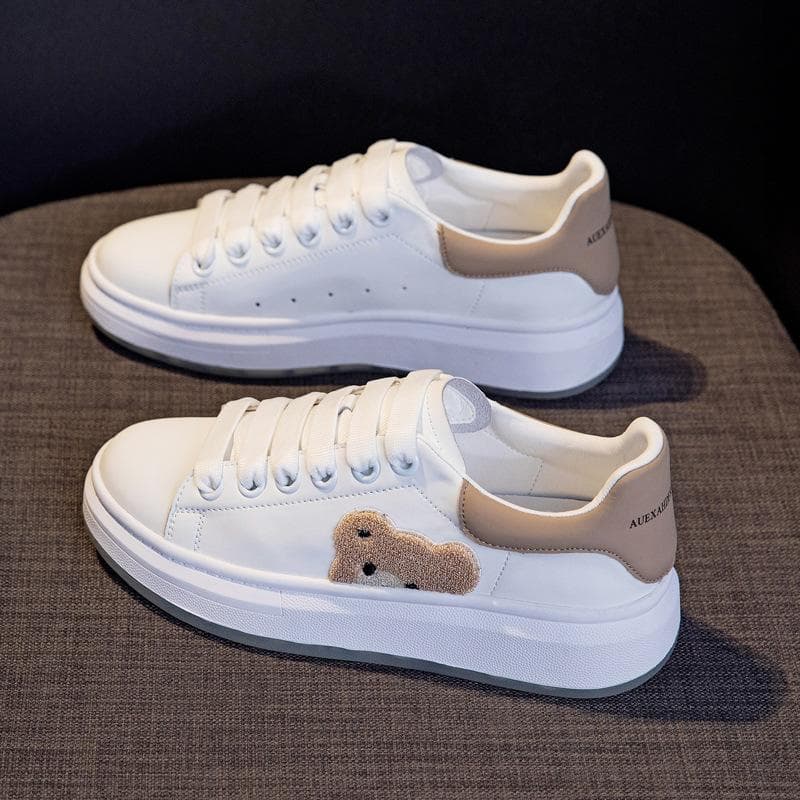 Small White Shoes Women's Real Leather Spring New Bear Women's Shoes Style High Version Sports Casual Sneakers Women 40