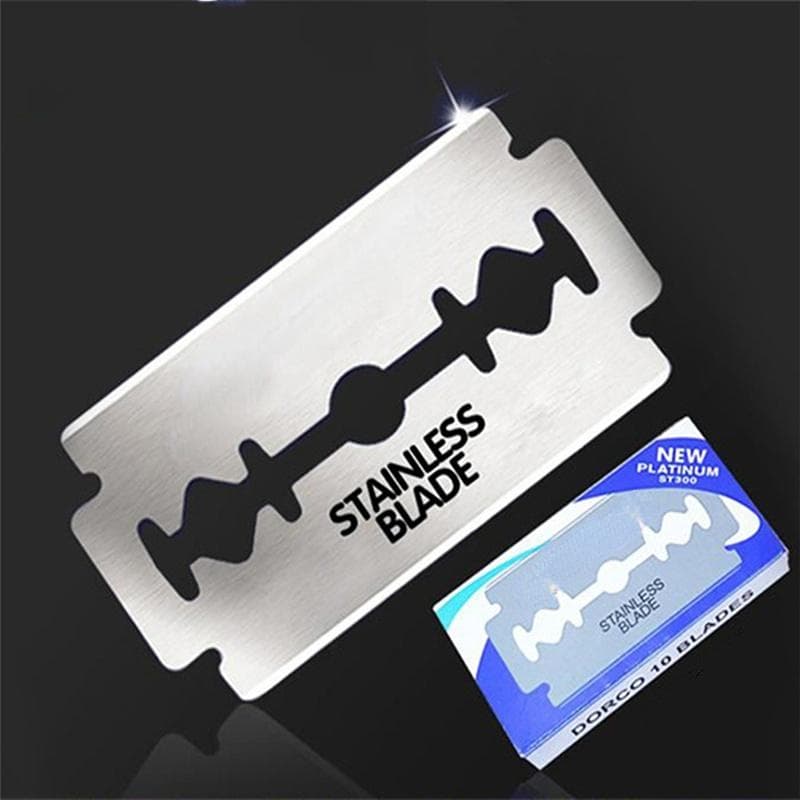 10pcs Double Sided Razor Blade Stainless Steel Razor Blades Men Manual Razor Tool white