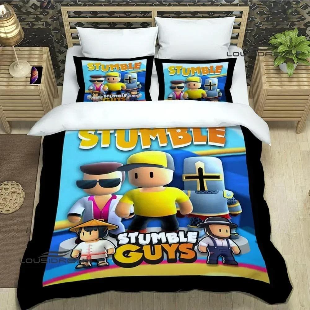 3D Game Cartoon Stumble-guys Bedding Sets Exquisite Bed Supplies Set Duvet Cover Comforter Set Bed 70x133cm 2pcs
