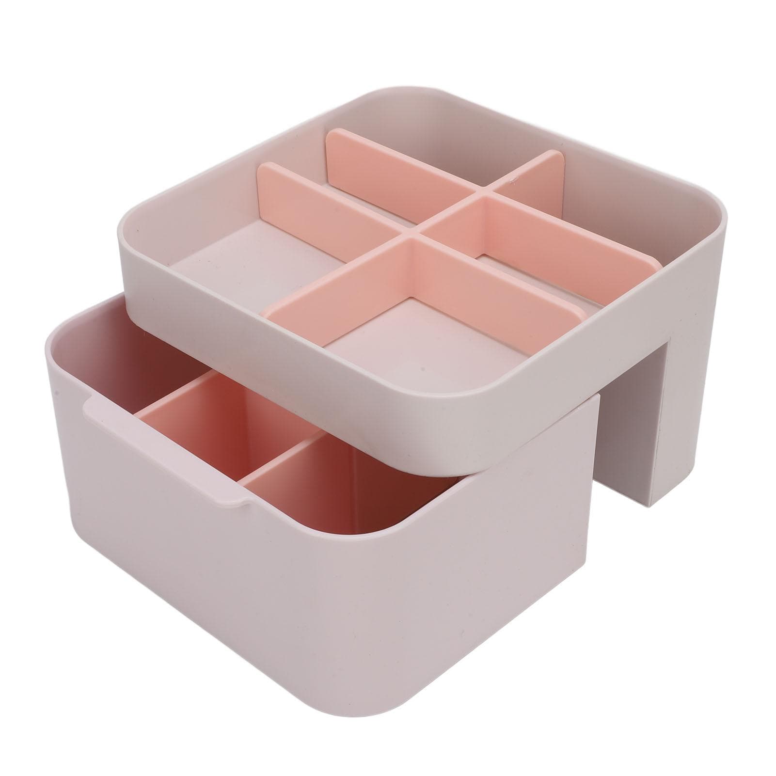 Cosmetic Storage Box Organizer with Drawer Lid Desktop Countertop Makeup Lipstick Brushes Case