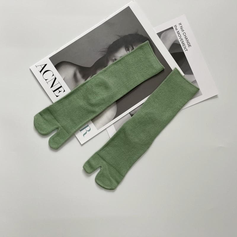 Combed Cotton Split Toe Man Woman Socks Solid Color Small Stripe Comfortable Soft Two-Toed Japanese Harajuku Women's Tabi Sox Size 36-42