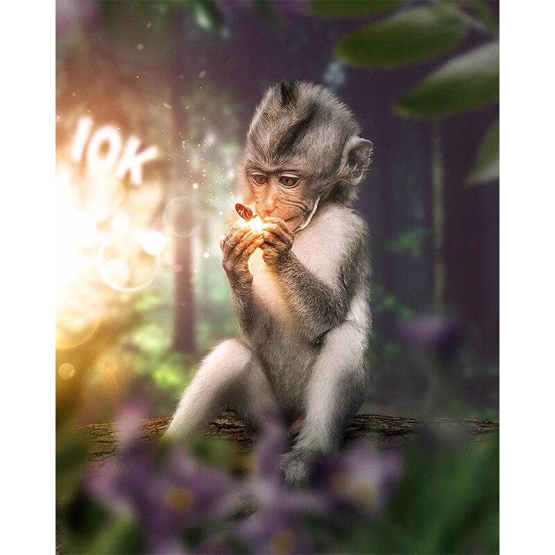 5D DIY Full Round Diamond Painting Forest Monkey Diamond Embroidery Cross Stitch 20X30CM