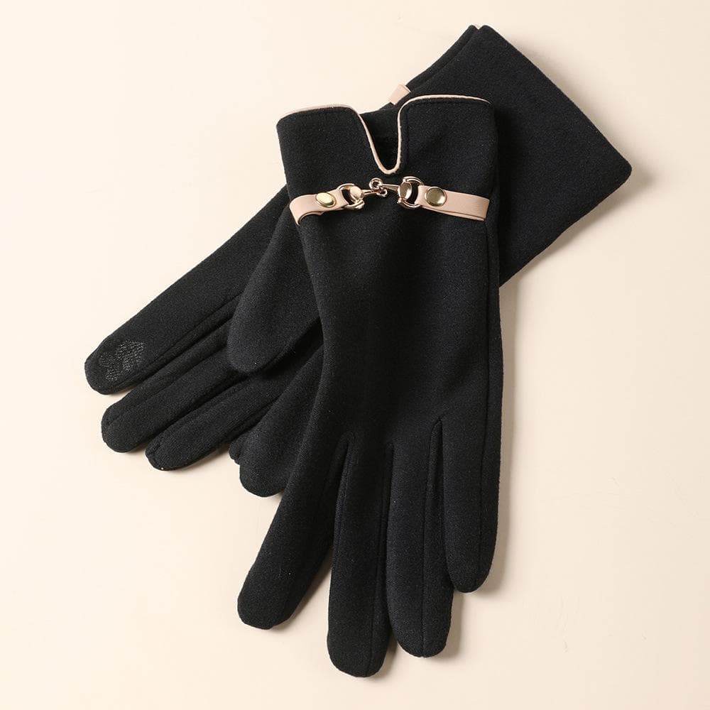 Fashion Lady Gloves Mittens Women Winter Vintage Driving Cycling Gloves Outdoor Keep Warm Windproof Gloves black