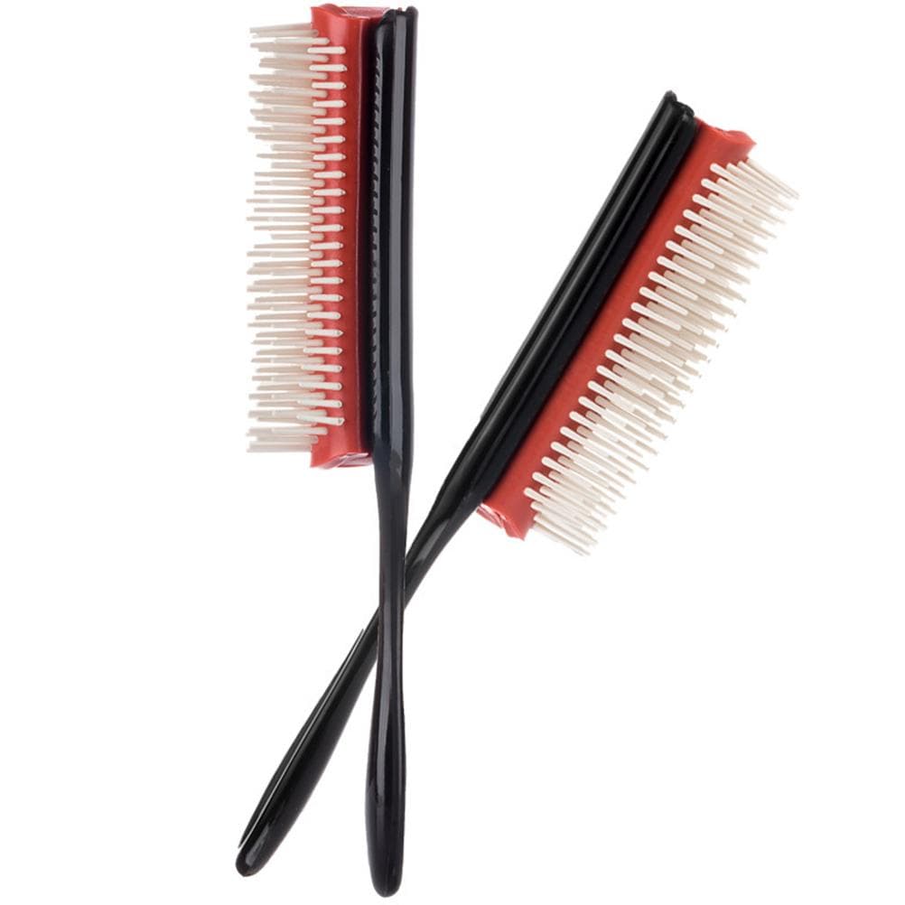 9 Rows Hair Brush Hairbrush Hairdressing Scalp Massager Hair Comb Styling Tools red black