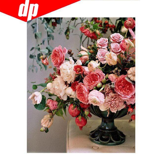 5D DIY Diamond Painting Flower Red Diamond Embroidery 3D Cross Stitch Needlework 20X30