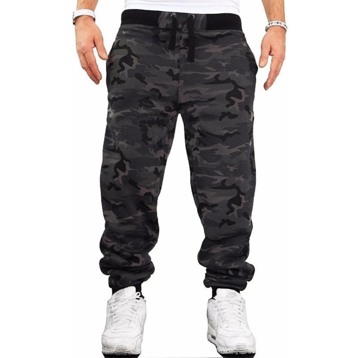 Men's Camouflage Trousers Jogging Trousers Sports Pants Fitness Sport Jogging Army XL black/camouflage