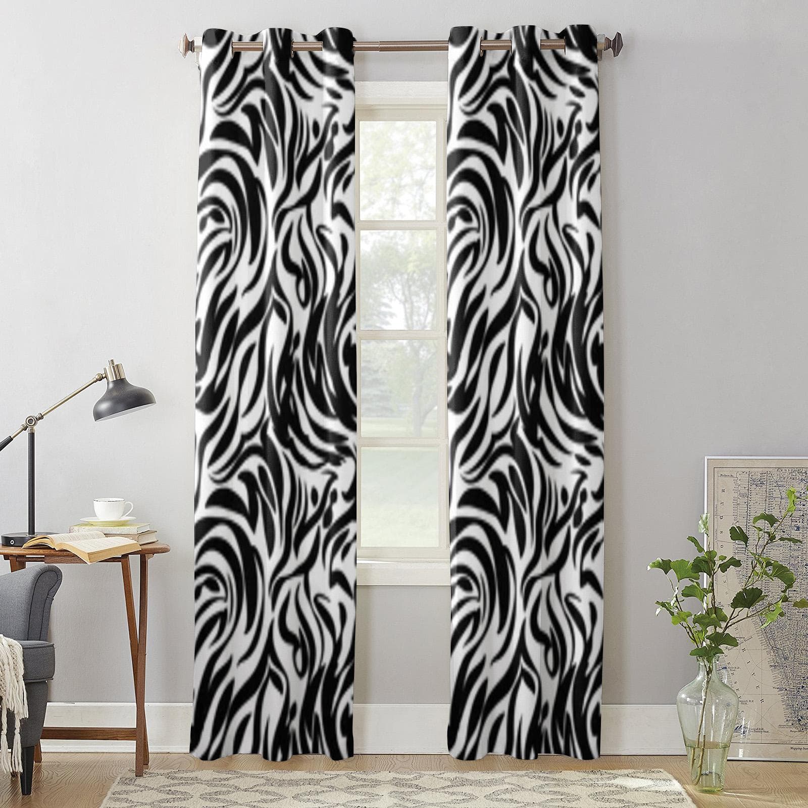 Abstract Zebra Skin Window Curtains For Living Room Kitchen Modern Curtains Home Decor Blinds Drapes 100W x 160H(cm) x2