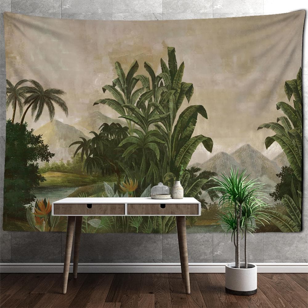 Palm Tree Banana Leaf Tapestry Wall Hanging Bohemian Style Tropical Plants Natural Scenery Home Decor 320x182cm
