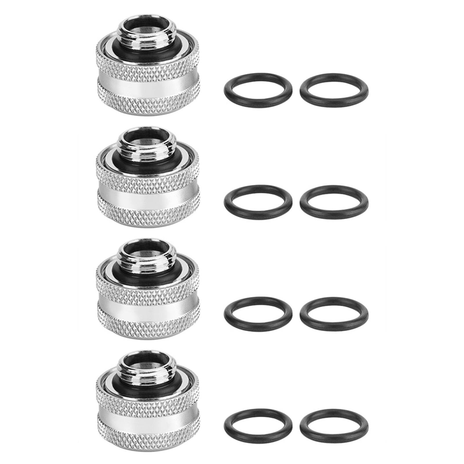 4 Pcs  Pack Water Cooling Compression Fitting for Rigid Acrylic Tube OD 16mm Silver