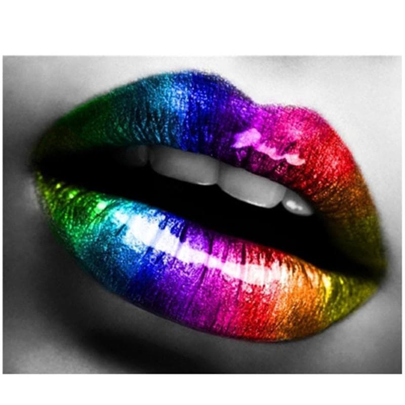 Full 5D Diy Diamond Painting Colorful lips mosaic Embroidery Cross Stitch Home Decor Handmade Gift 20X25CM