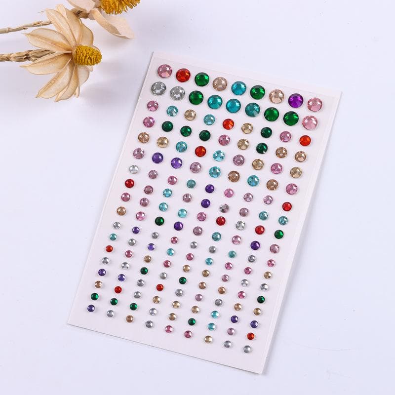 1 Sheet Disposable Tattoo Stickers 3D Face Jewelry Shiny Zircon DIY Eyes Face Body Rhinestones Makeup Party Decoration multicolour