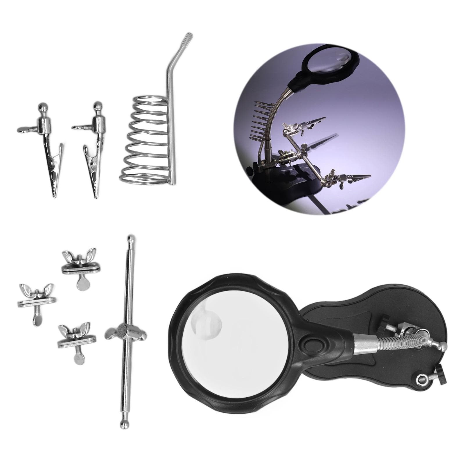 Soldering Station Magnifier Auxiliary Clip Stand Desktop Magnifying Glasses for Small Items