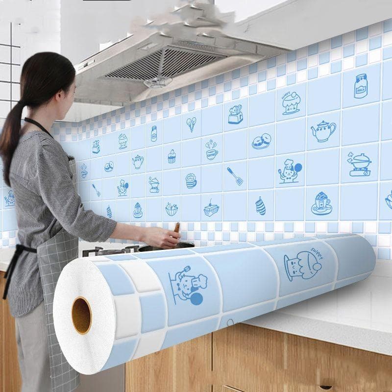 Oil-proof Kitchen Stove Sticker Self Adhesive Wallpapers Waterproof High Temperature Resistant Kitchen Decoration Contact Paper 60cm x 300cm