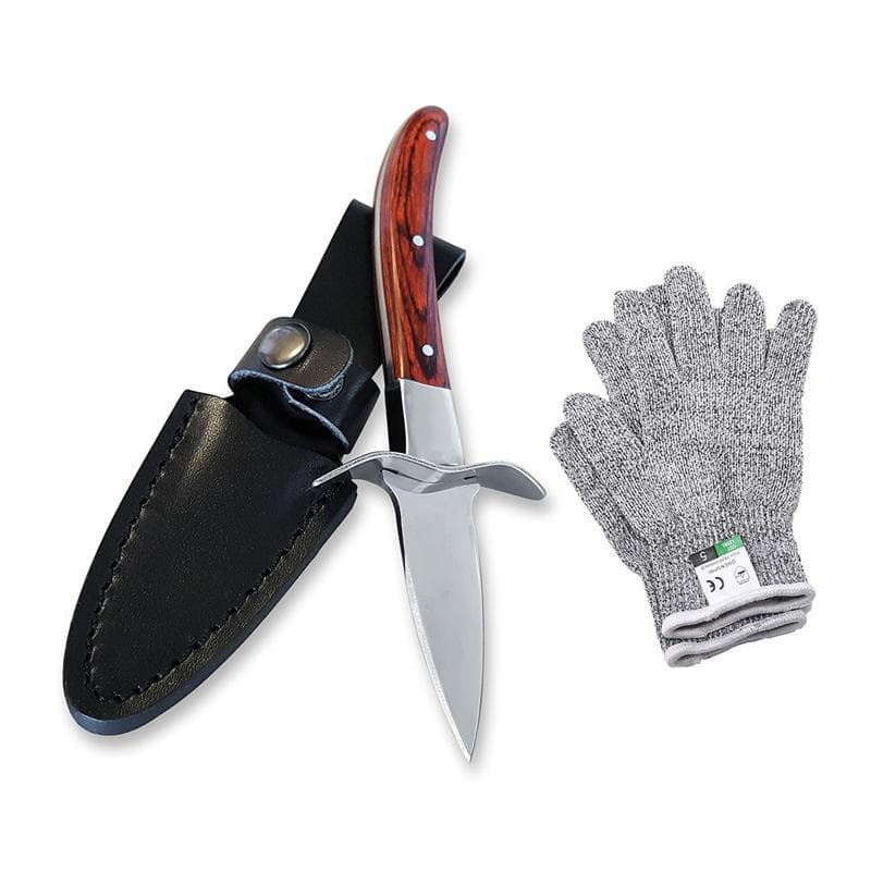 Oyster Knife Wood Handle Seafood Knife Guard Scallops Opener Shell Opening Pry Knives Cutter red handle