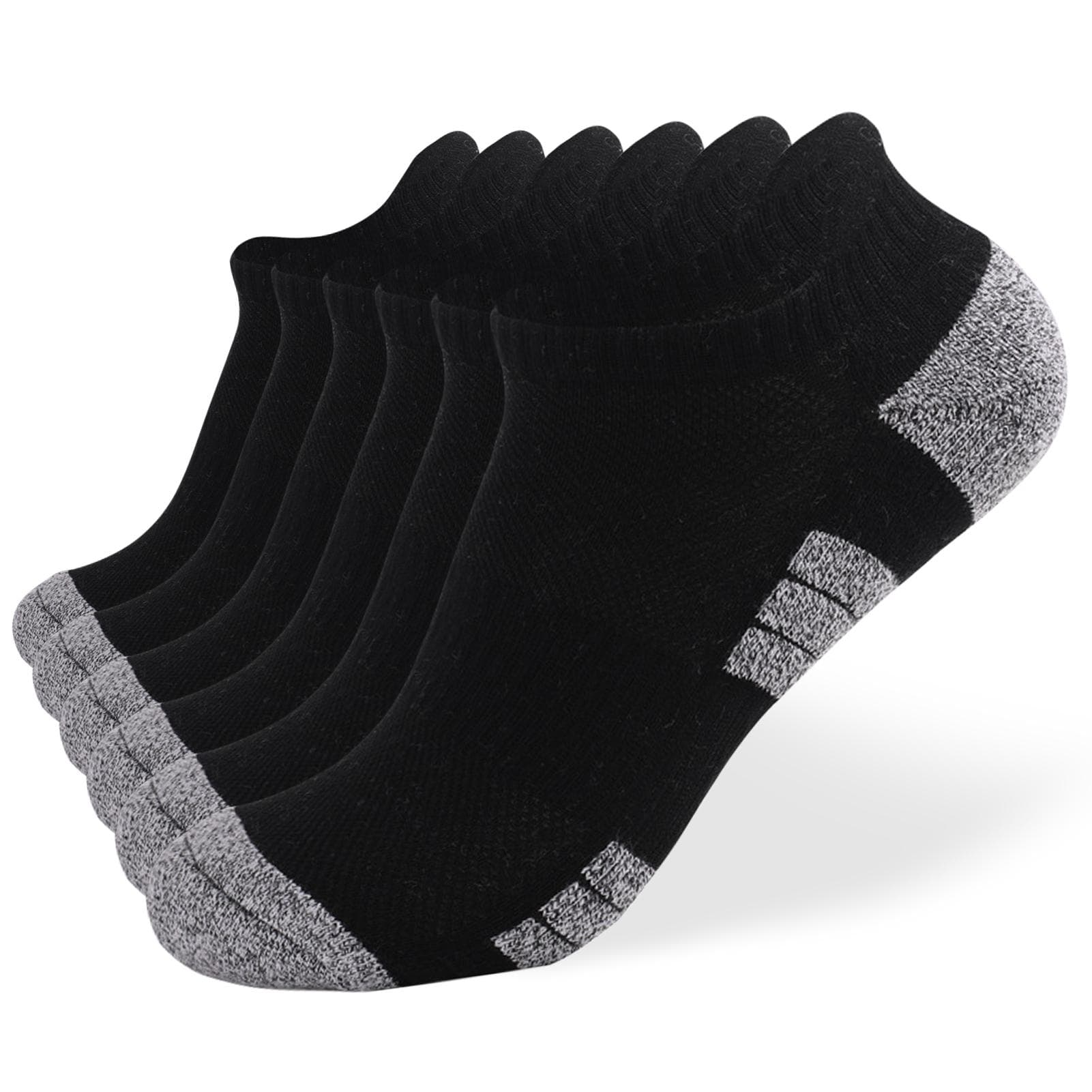 10 Pack Running Socks for Men Women Breathable Cushioned Athletic Ankle Socks Low Cut Socks Outdoor S - 6 packs black