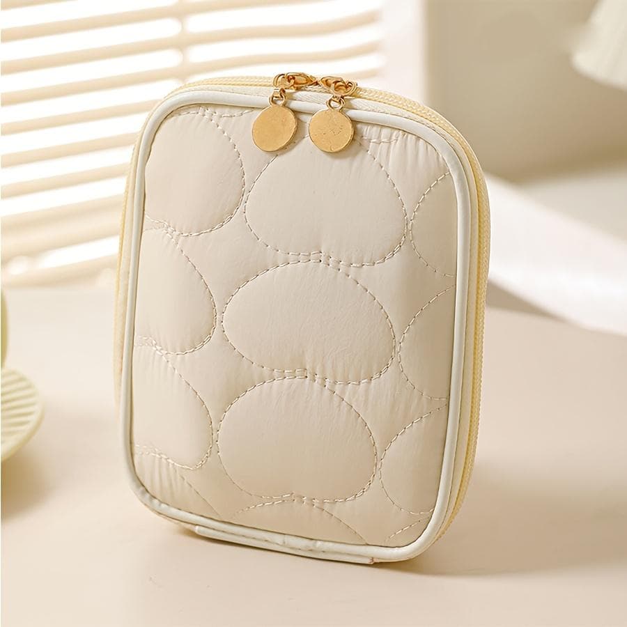 Portable Makeup Pouch for Touch-Ups, Mini Lipstick Cosmetics Storage Bag, Large Capacity Multifunctional Organizer, Toiletry Bag beige