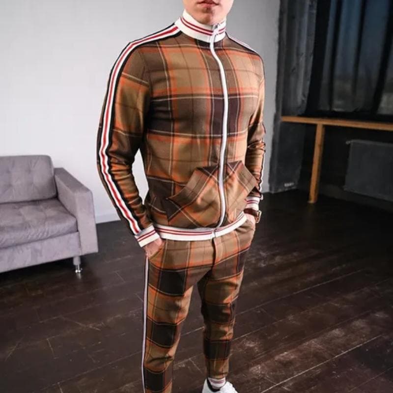 New Gentlemen Tracksuit Set Jackets Sets Men Suit Men Fashion Tracksuit Sportsuit Men Sweatshirts Sportswear Coat+Pant 2XL 190cm
