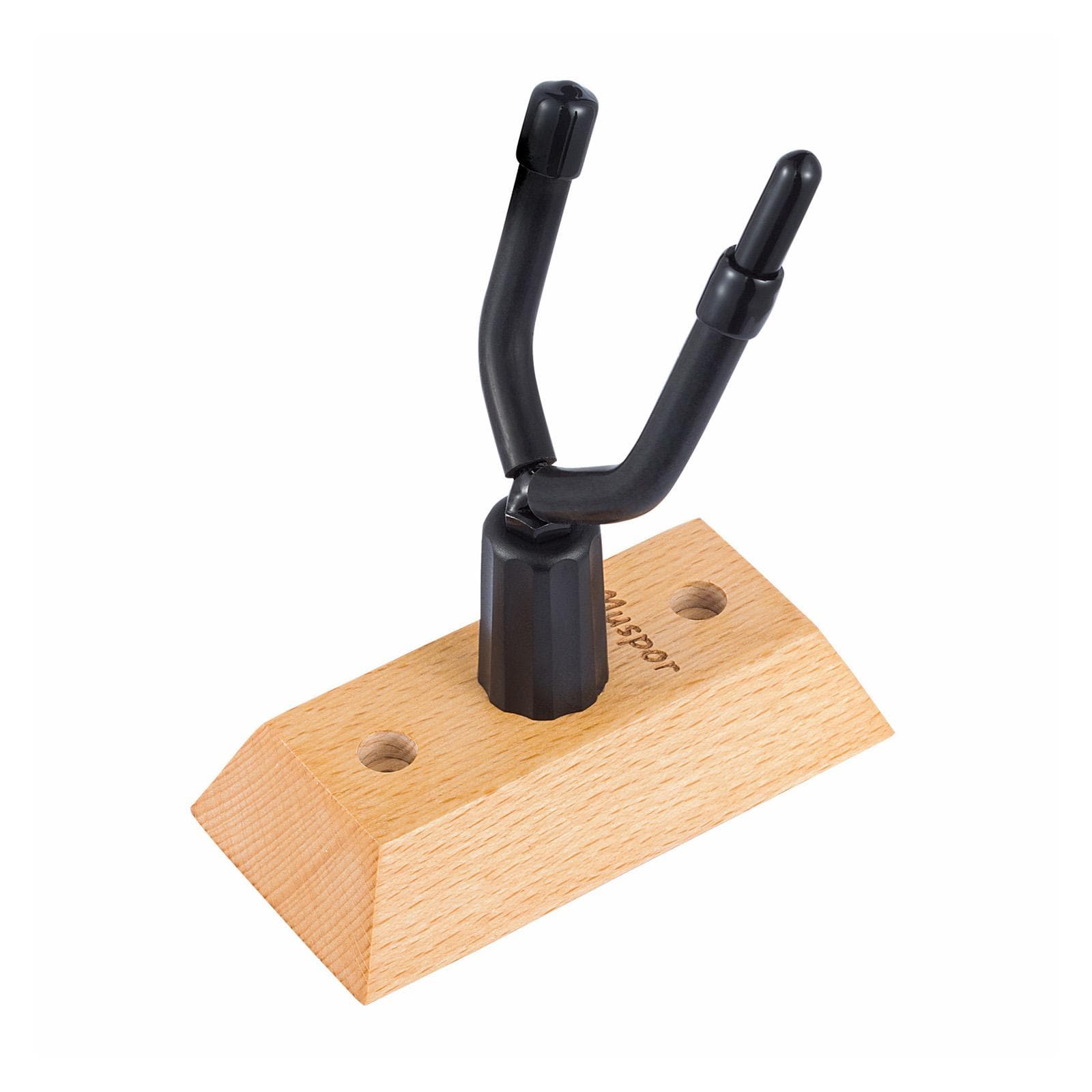Muspor Violin Wall Mount Hanger with Bow Hook (Wooden Base), 1 Pack - Perfect for Displaying and