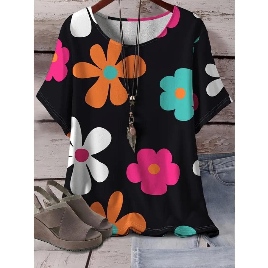 XL-7XL Plus Size Women's Personalized Printed Round Neck Top Female T-shirt 4XL