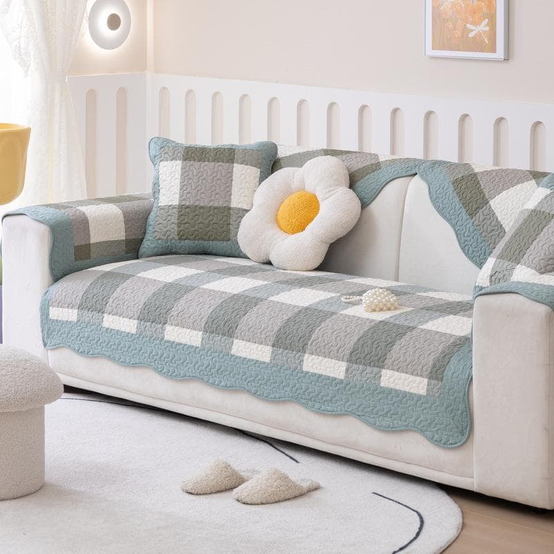 Pastoral Printed Fabric Art Sofa Cover Cotton Non-slip Decor Couch Mat Small Fresh Style Universal for All Seasons Sofa Cover 70x70cm 1pcs