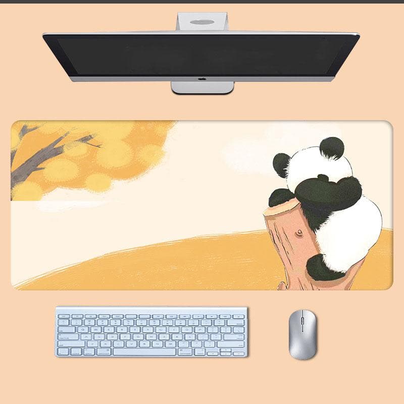 1pc Cartoon Panda Oversized Mouse Pad, Computer Boys and Girls Dormitory Office Game Mat, Non-slip E-sports Desk Mat