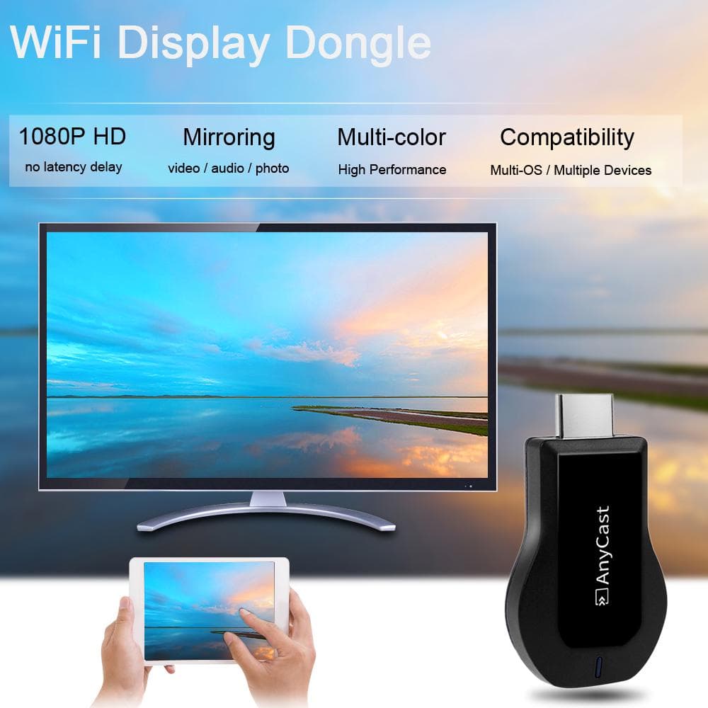 1080P HD AnyCast DLNA Wifi Display Dongle Receiver TV Stick For IOS Android black