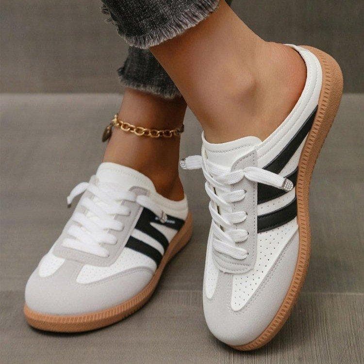 Women's Lightweight Soft Bottom Backless Slip-On Sandals Arrivals Retro Flat Casual Shoes Slip-On Backless Mule Sandals 37 black