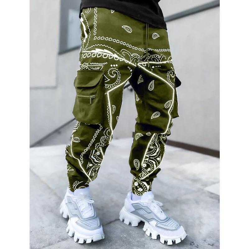 Hip Hop Printing Pants Men Trousers Fashion Streetwear Sweatpants for Men Joggers High Street Loose Cargo Pants Men XXXL army green