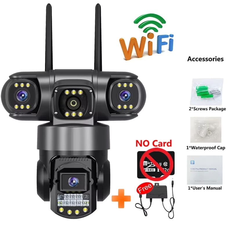 3 Lens 12MP HD WiFi Camera Security Protection Home Surveillance Cameras Smart Home CCTV Cameras Outdoor Waterproof Surveillance WiFi Camera