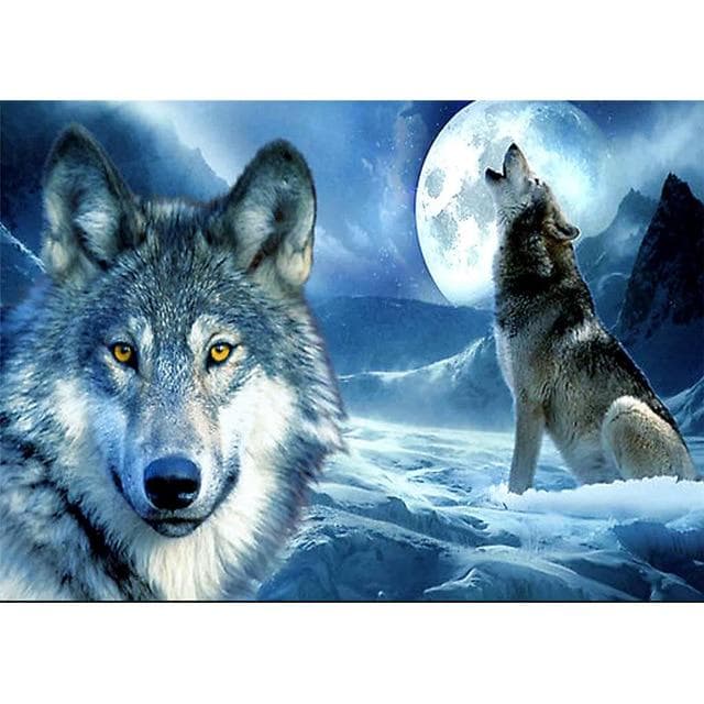 DIY 5D Diamond Painting Wolf Animal Mosaic Kit Cross Stitch Diamond Embroidery Full Drill Round 30X40CM dark red