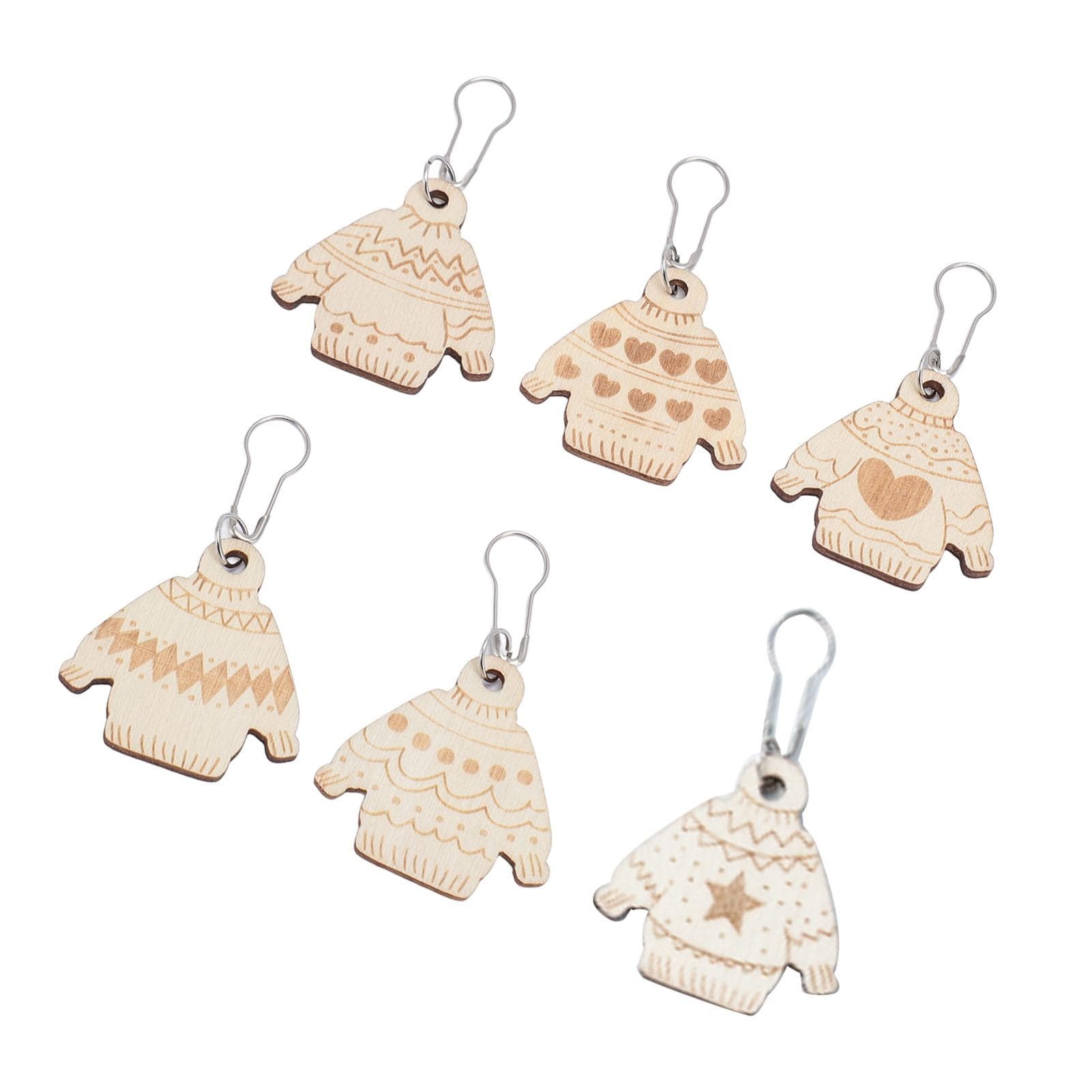 6Pcs Wooden Removable Stitch Markers for Knitting and Crocheting Lightweight Multipurpose Locking