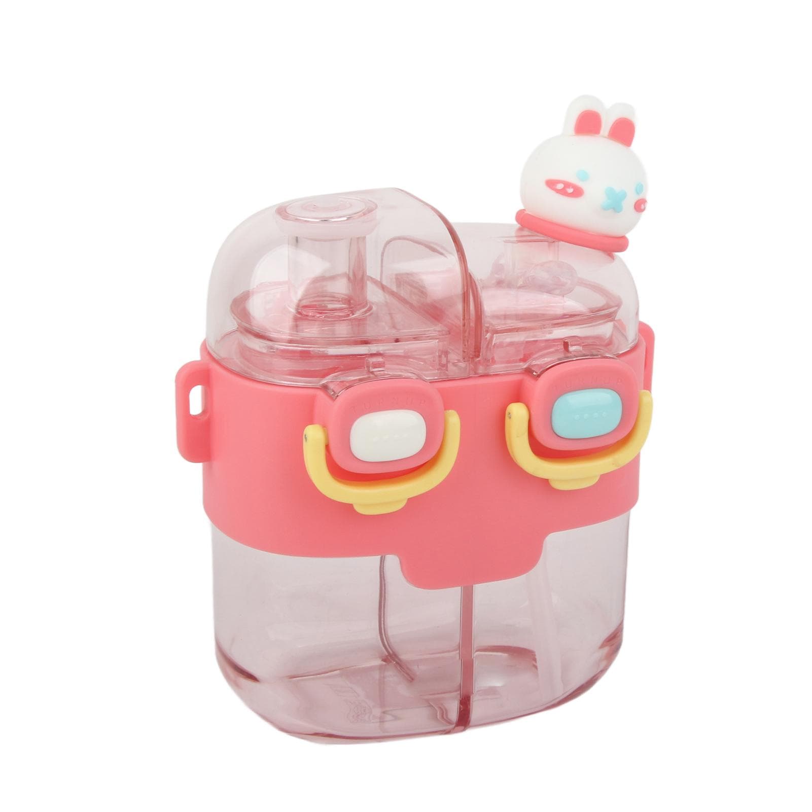 Dual Drink Water Bottle 530ML Cute Cartoon Design Dual Use Drink Cup with Straw for Outdoor Travel