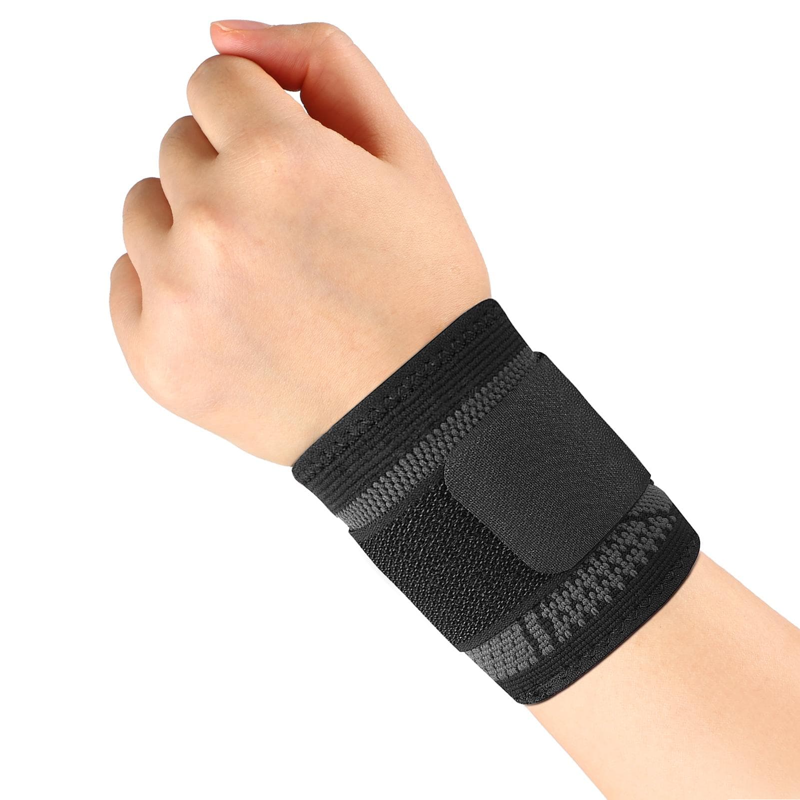 2pcs Sports Wrist Bandage Wrist Brace Wrist Support with Adjustable Strap for Fitness M - 1pc black/grey