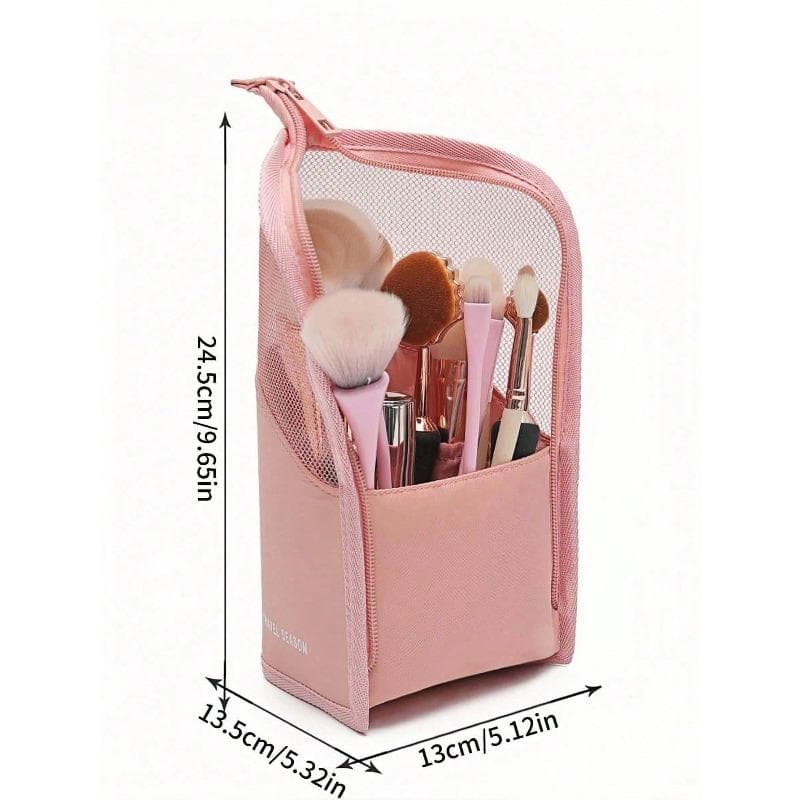 1pc Pink Makeup Brush Case With Zipper 1pc pink
